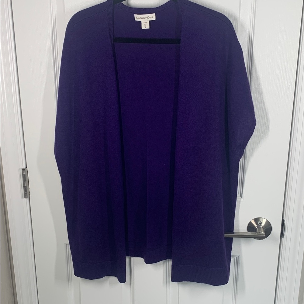 Coldwater Creek purple sleeveless kimono style cardigan size XL